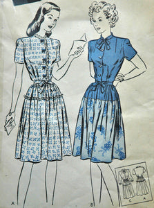1940's Butterick One-Piece Drop Waist Dress Pattern - Bust 32" - no. 3553