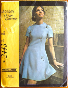 1970's McCall's Designer Collection One Piece Dress - Bust 32 1/2 - No. N2443