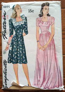 1940's Simplicity Day and Evening Dress - Bust 32 - UNCUT - no. 4895