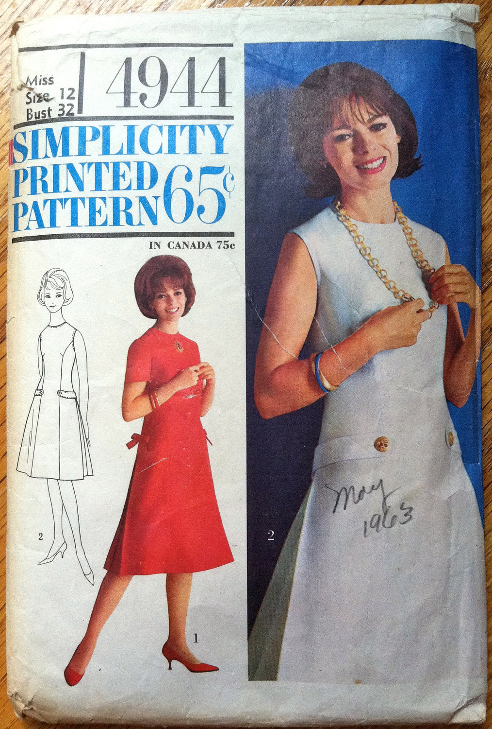 1960's Simplicity Tailored Princess Dress Pattern - Bust 32"  - no. 4944