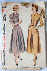 1940's Simplicity Button-front dress pattern - Bust 32 - No. 2617