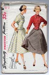 1950's Simplicity Two-Piece Dress Pattern - Bust 30" - No. 3946