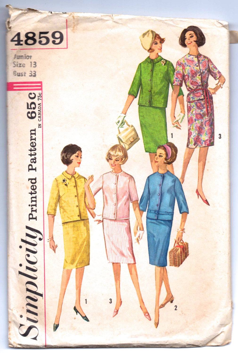 1960's Simplicity Jacket and Skirt Pattern - Bust 33" - No. 4859