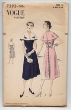 1950's Vogue One-Piece Dress and Capelet Pattern - Bust 30" - UC/FF - No. 7393