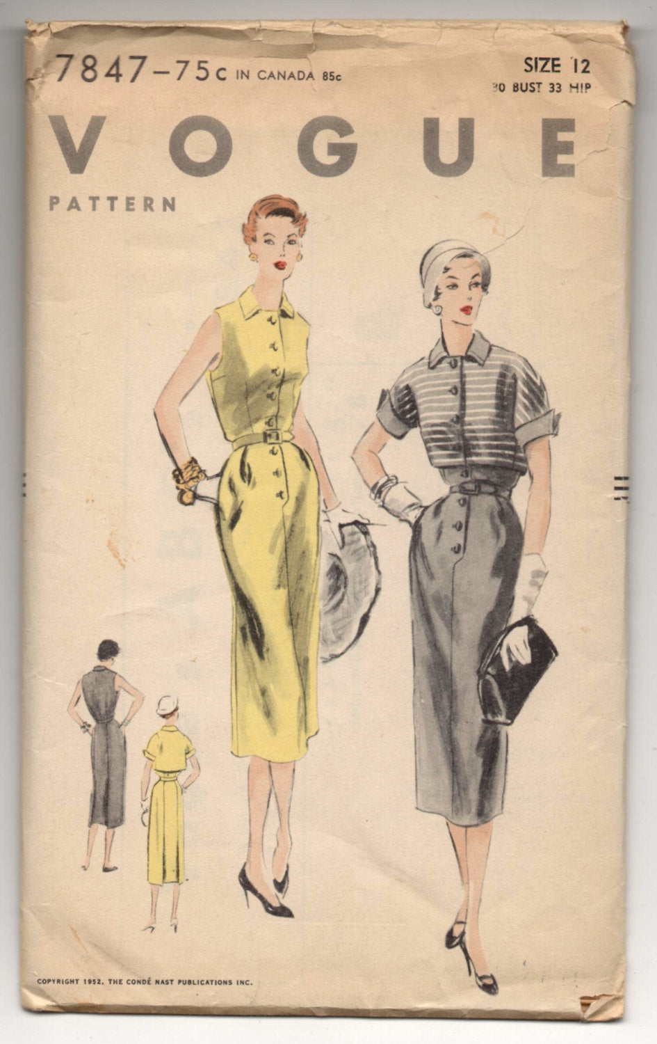 1950's Vogue One-Piece Dress and Bolero Pattern - Bust 30