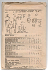 1940's Advance One-Piece Dress, Bolero Jacket and Soft Cap Pattern - Bust 34" - No. 3470