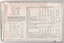 1950's Simplicity Coat Dress and Duster Pattern - UC/FF - Bust 32" - No. 3409
