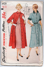 1950's Simplicity Coat Dress and Duster Pattern - UC/FF - Bust 32" - No. 3409