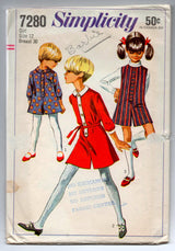 1960's Simplicity Girl's Jumper or Dress - Breast 30" - Size 12 - No. 7280