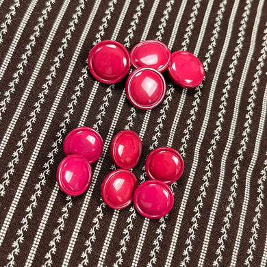 1980’s Dark Pink formed Plastic Buttons - Opaque