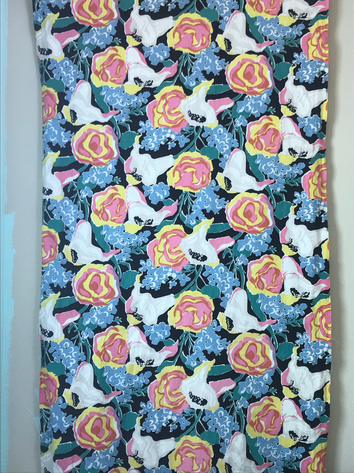 1940’s Rose and Calla Lilies print - Waffle Cotton