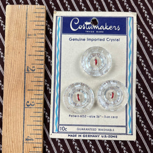 1940’s Costumakers Crystal Buttons - Clear - on card