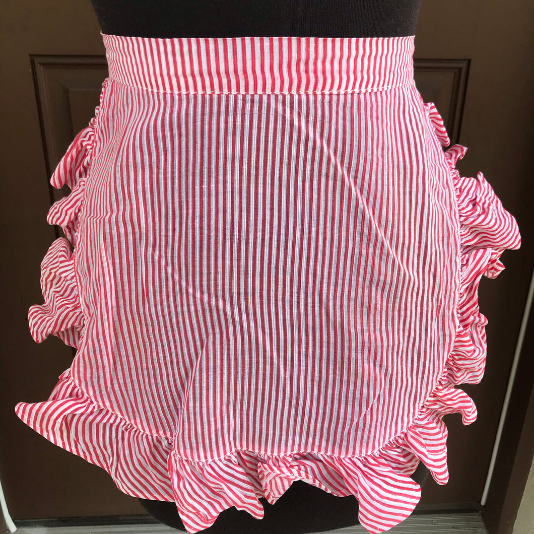 1950’s Hostess Apron - Sheer White and Red Stripes