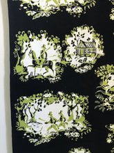1950’s Black and Green Toile with hunting scenes