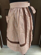 1960’s Brown Gingham with Brown accents - Half Apron - Cotton