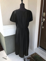 1950’s Grace DaPozzo Black Silk and Velvet Slim Fit Dress - LG