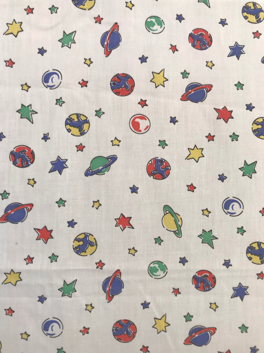 1980/90’s White fabric with planets - Cotton