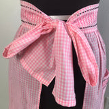 1950’s Pink Gingham with Embroidered detail - Half Apron - Cotton