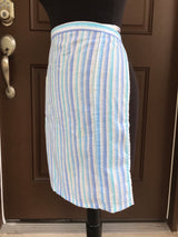 1980’s Blue Gradient Seersucker - Half Apron - Cotton Blend