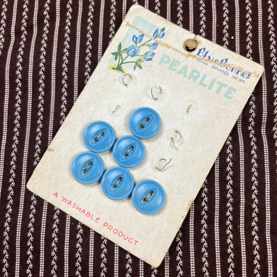 1950’s Blue Bonnet Pearlite Blue Buttons - Opaque - on card