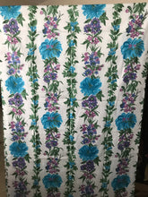 1950’s Oversize Blue Floral with Green Leaves Polished Cotton Fabric