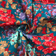 1960’s Wamsutta Mills Teal with Red, Purple, Brown and Light Blue - Cotton Blend