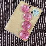 1950’s Pink formed Plastic Buttons - Clear - on card