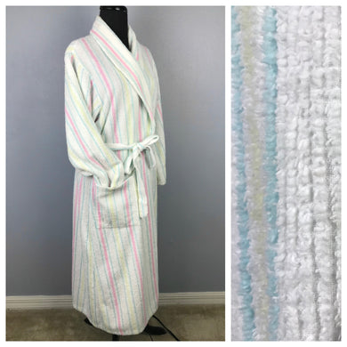 1980’s Gloria Vanderbilt Pastel Stripe Chenille Robe Robe - M