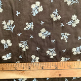 1970’s Dark Brown with light brown FLOCKED floral bundles - Poly/cotton