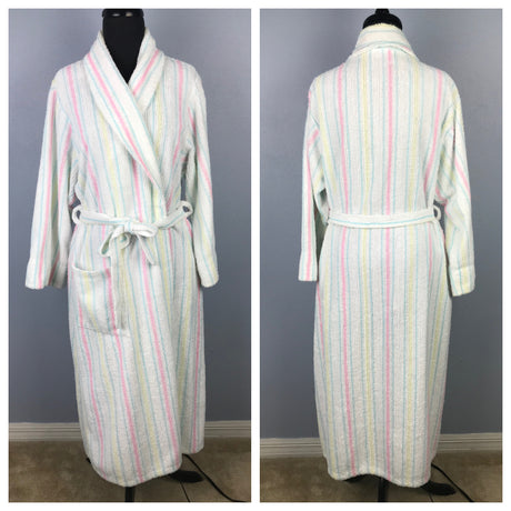 1980’s Gloria Vanderbilt Pastel Stripe Chenille Robe Robe - M