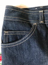 1970/80’s High-waisted Deadstock Dark Wash Jeans with rolled cuffs or straight legs - M/L