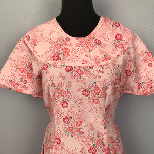 1960’s or 70’s Pink Floral Housedress or Canning Apron - Cotton Blend