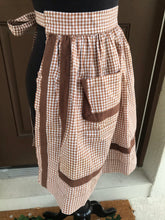 1960’s Brown Gingham with Brown accents - Half Apron - Cotton