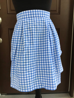 1950’s Blue Gingham with stitch detail- Half Apron - Cotton Blend