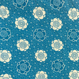 1960’s Blue fabric with floral print - Cotton