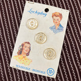 1950’s Lucky Day formed Plastic Buttons - Opaque - on card