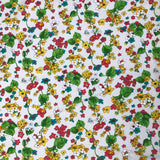 1970’s Red, Orange and Yellow Floral with Green Leaves - Cotton blend - BTY