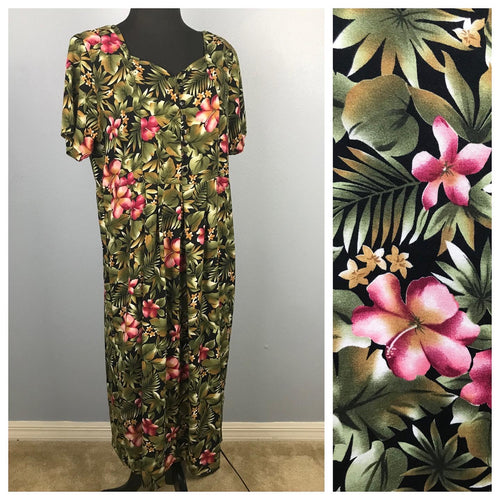 1990’s Floral Rayon Midi Dress - PXL