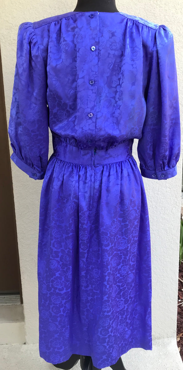 1980’s Cadaz Floral Jacquard Silk Dress - S/M – Backroom Finds