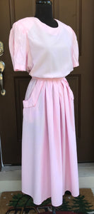1990’s Vintage Blue Pink Shirtwaist Dress - M/L