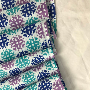1950’s Blue and Purple Geometric print vintage fabric