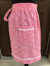 1950’s Red and White Calico Apron - Half Apron - Cotton