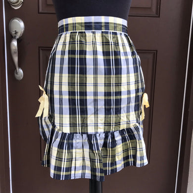 1960’s Yellow and Black Plaid - Half Apron - Taffeta