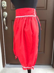 1970’s Red “Bloomers” - Half Apron - Cotton blend