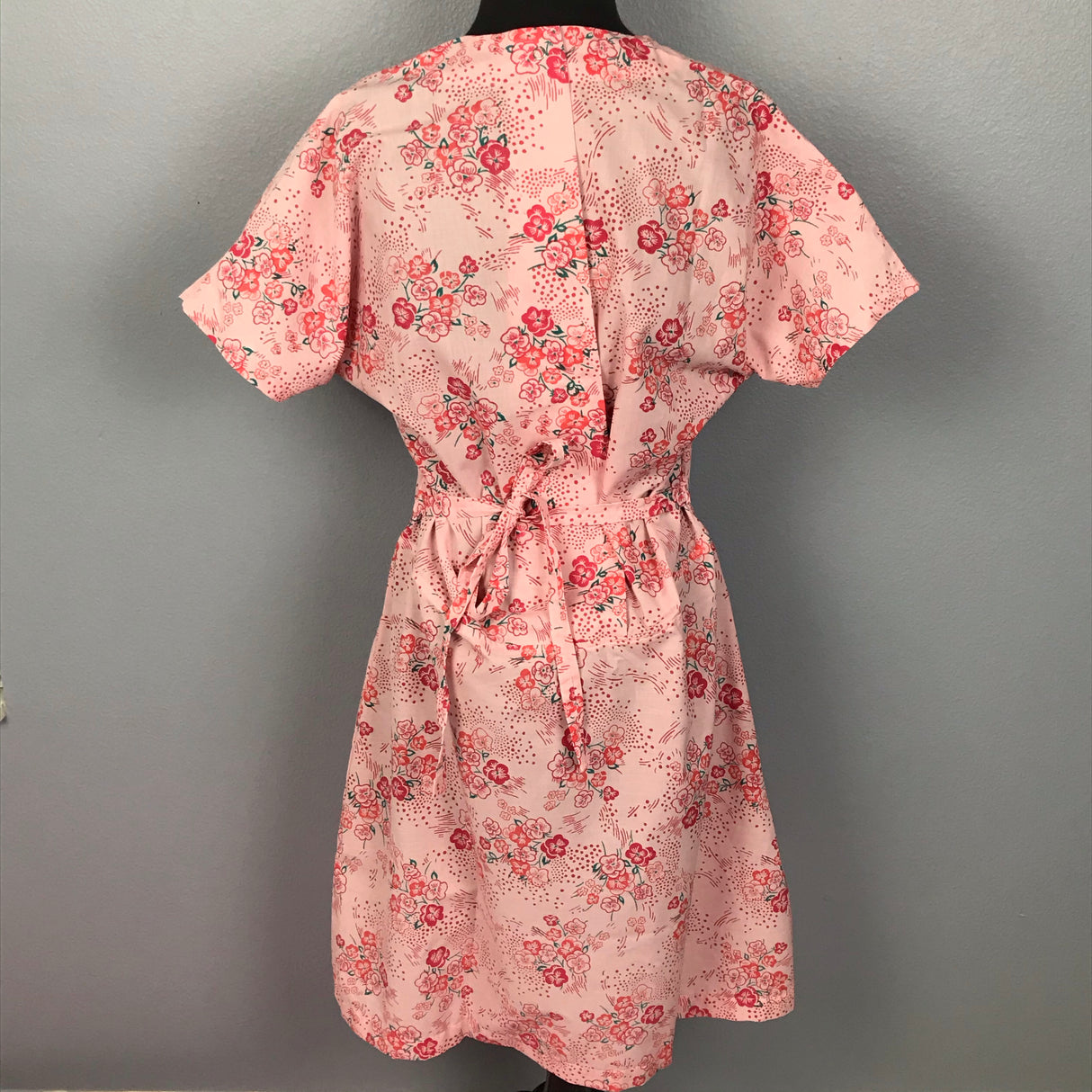 1960’s or 70’s Pink Floral Housedress or Canning Apron - Cotton Blend