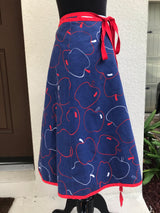 1980’s Reversible wrap skirt with apple and boat print - XS-L