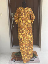 1960’s Gold and Brown Hawaiian Print MuuMuu - S/M