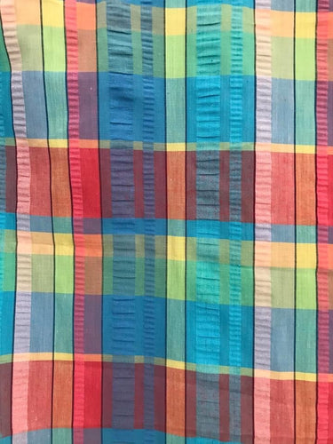 1970’s Bright Seersucker striped fabric - Cotton Blend