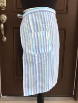 1980’s Blue Gradient Seersucker - Half Apron - Cotton Blend