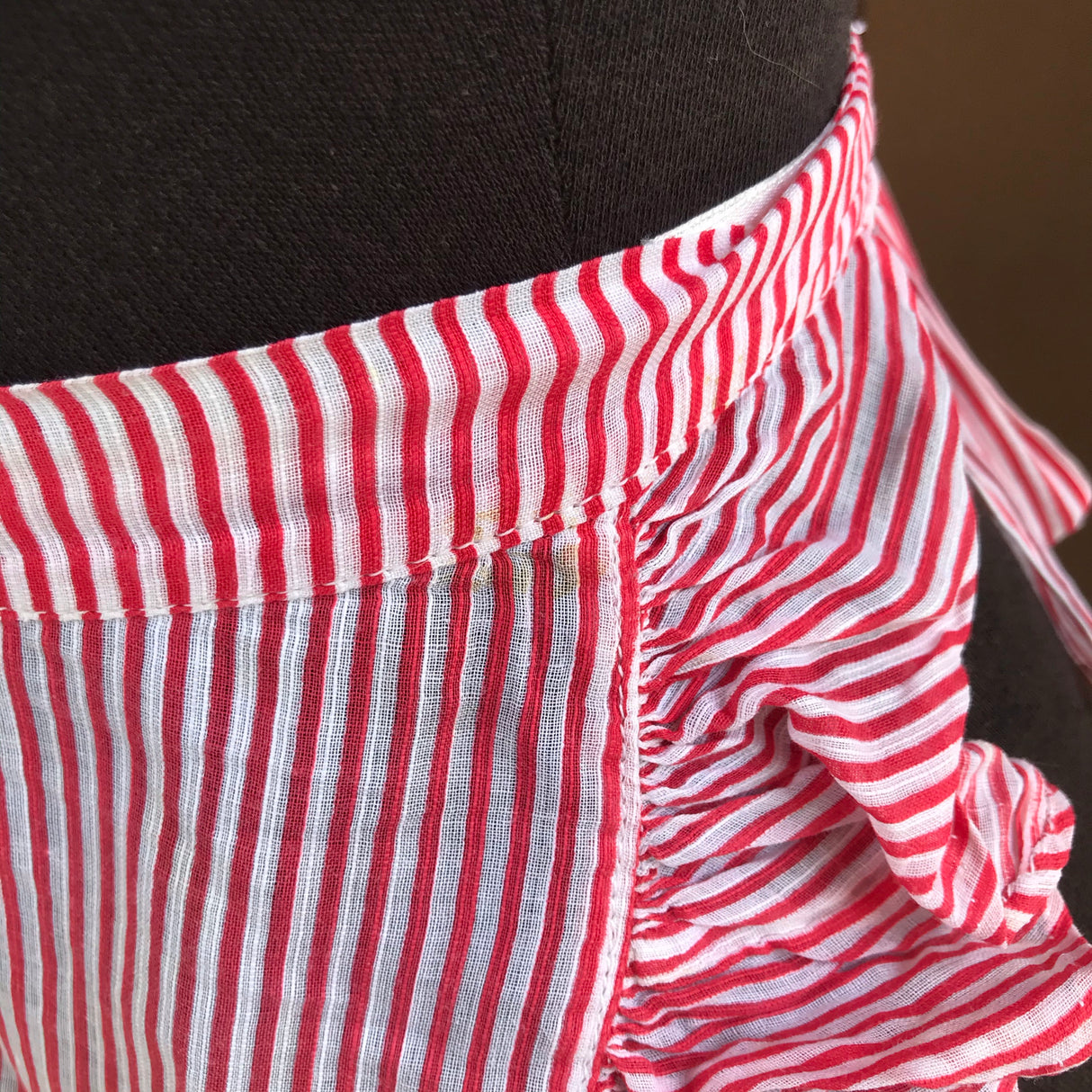 1950’s Hostess Apron - Sheer White and Red Stripes